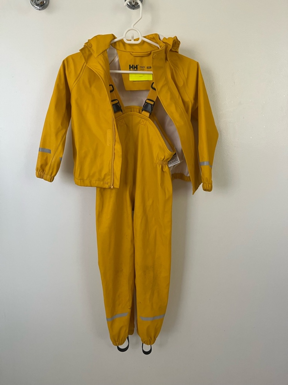 Helly Hansen Yellow and White Kids Rain Bib Overalls